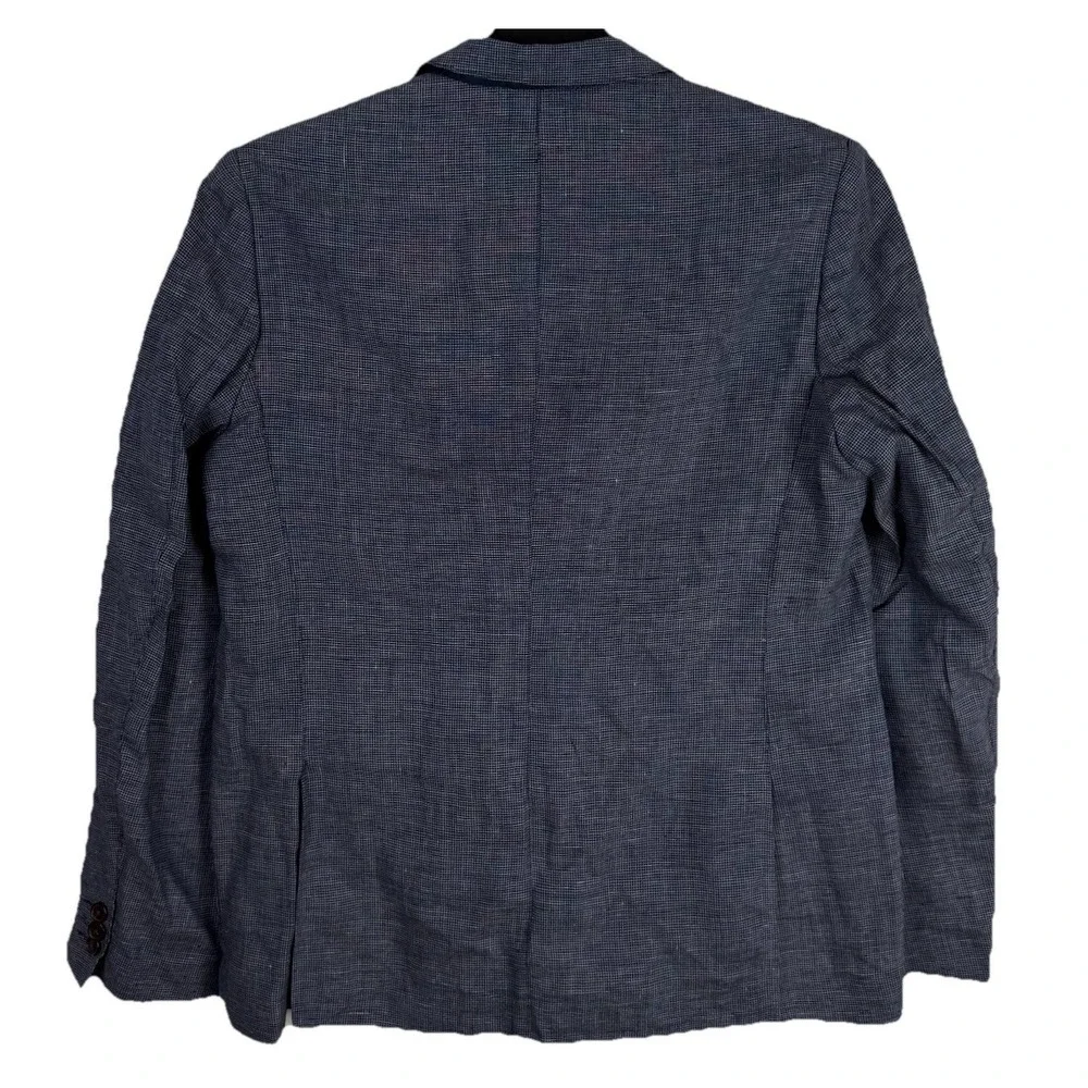 Frank and Oak Blazer Mens 44 Blue 100% Linen Laurier Fit Unstructured Sport Coat